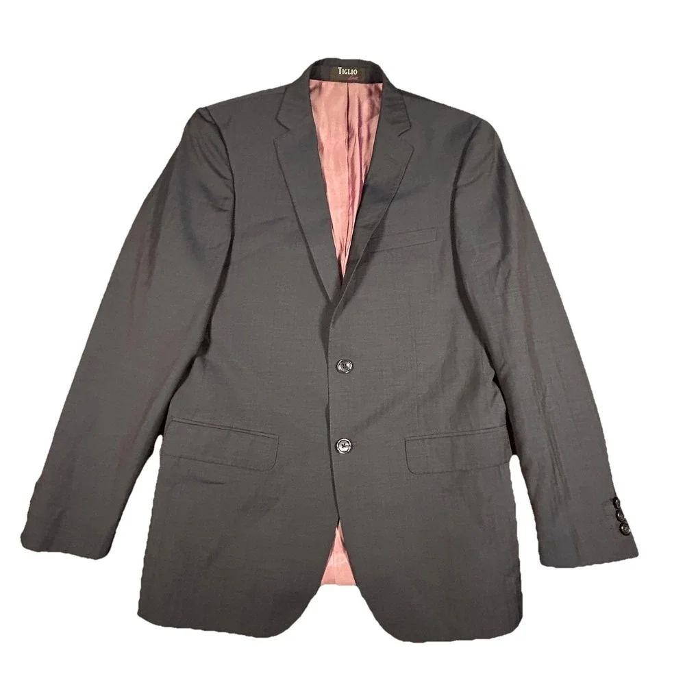 Tiglio Luxe Blazer Mens 40R Navy Blue Wool‎ Slim Fit Fine Italian Cloth Jacket